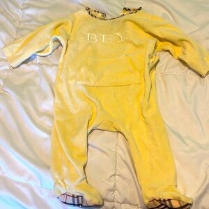 Burberry Baby yellow long sleeve romper. Size 6m